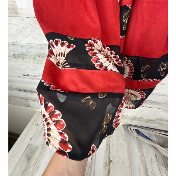 Chico's women's s/m Paprika Faux Suede black Chiffon Open front Ruana Kimono - Picture 6 of 8